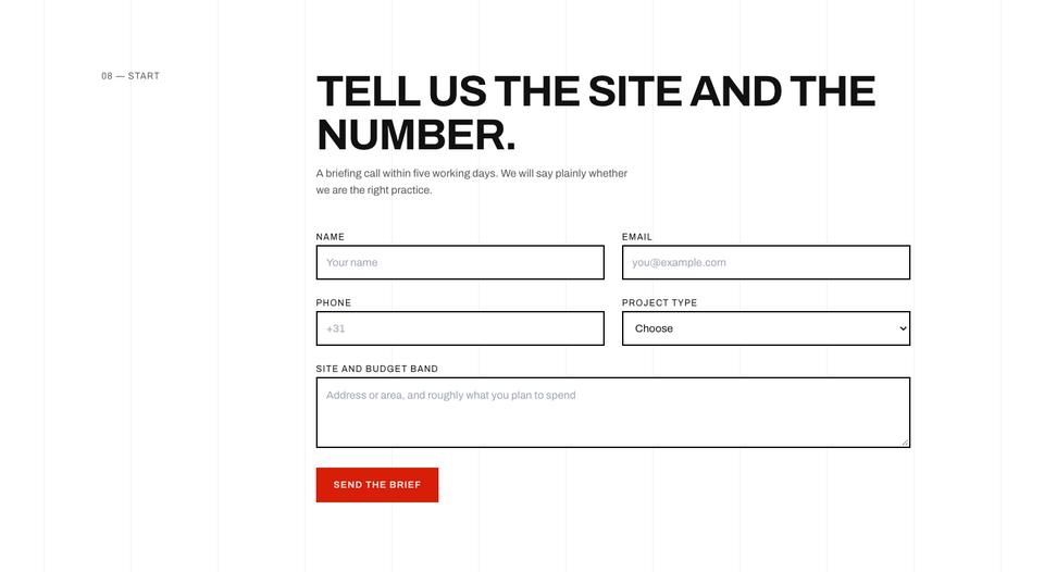 Swiss Grid template — Start section