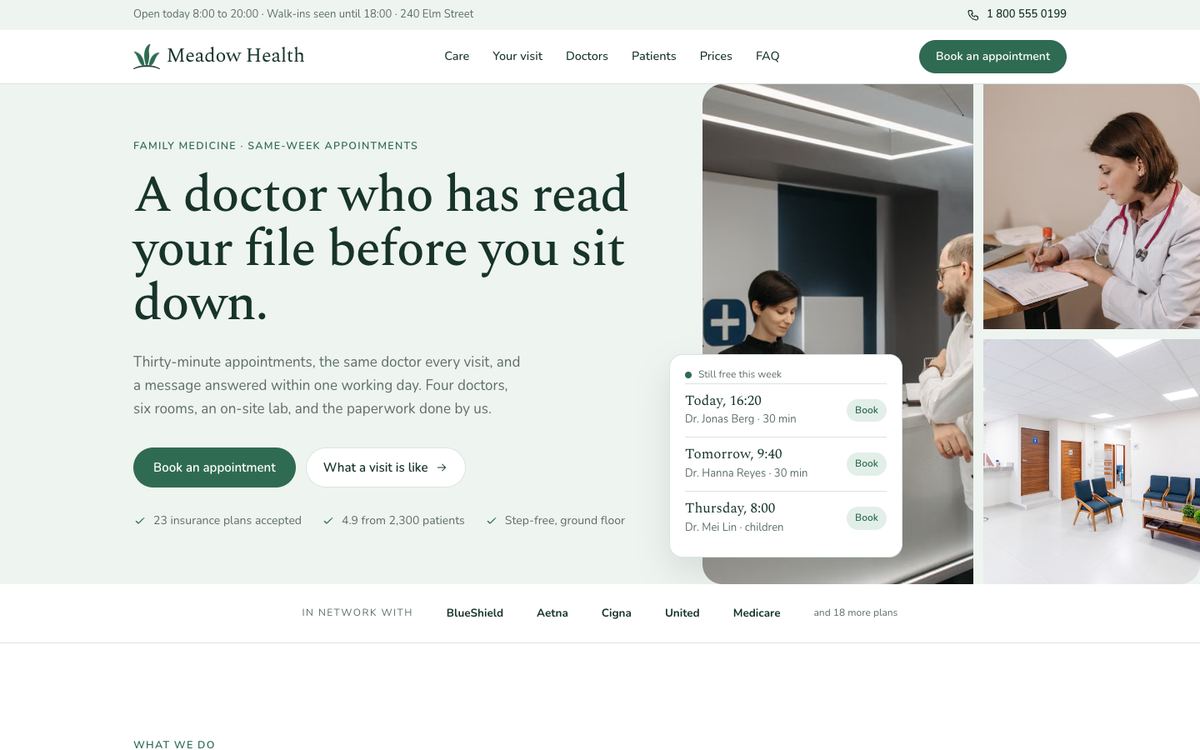 Calm Clinic landing page template