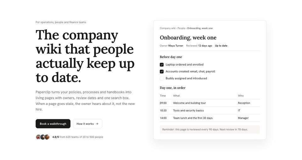 Workspace Document template — Hero section