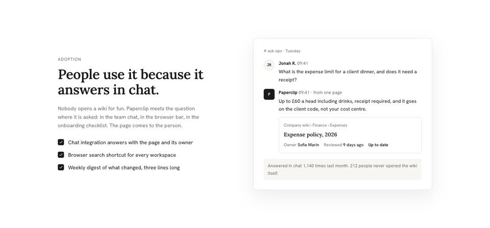 Workspace Document template — Adoption section