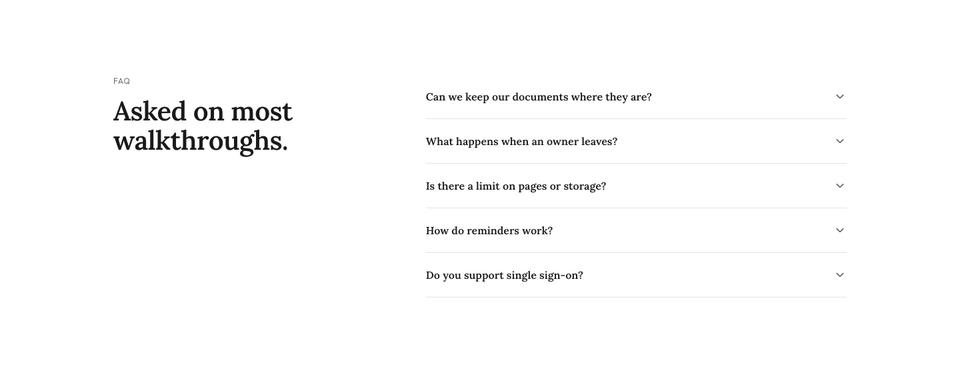 Workspace Document template — Questions section