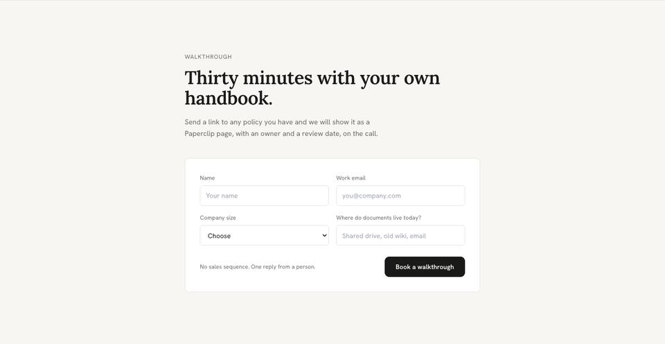 Workspace Document template — Walkthrough section
