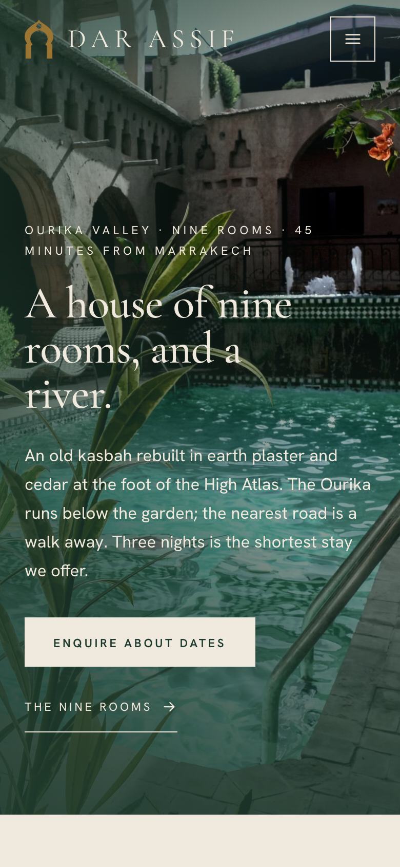 Quiet Luxury Stay template on a phone