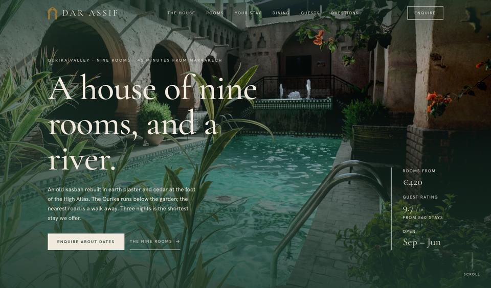 Quiet Luxury Stay template — Hero section