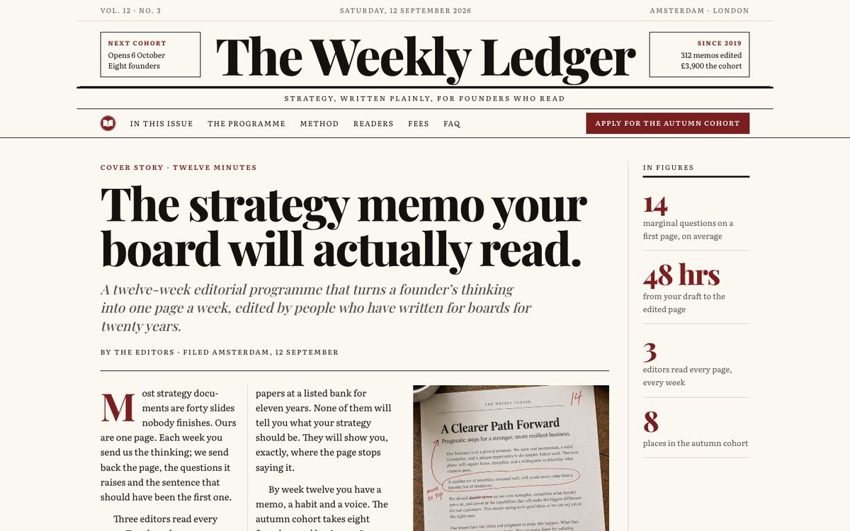 Broadsheet Editorial landing page template