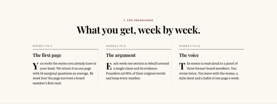 Broadsheet Editorial template — I. The programme section