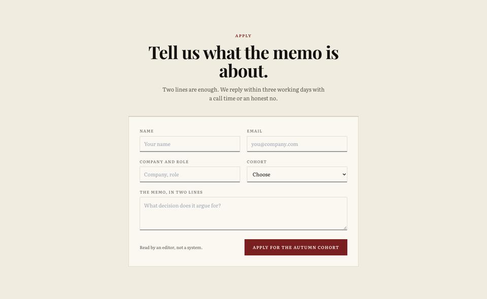 Broadsheet Editorial template — Apply section