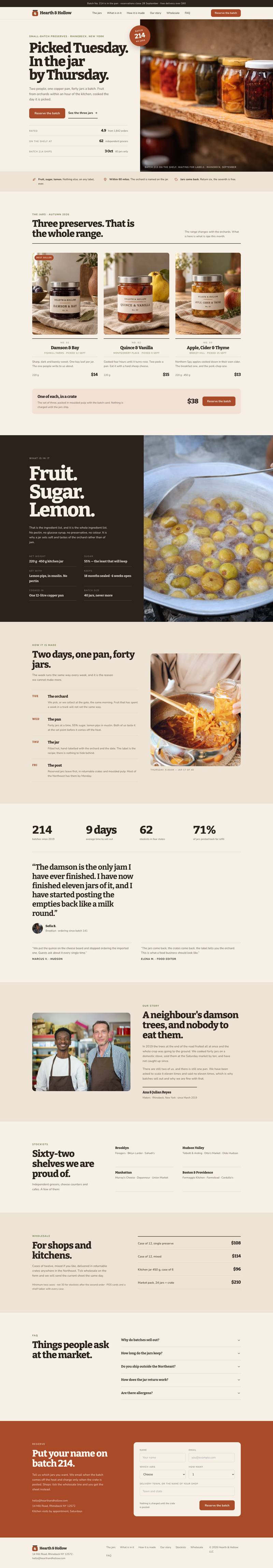 Small-Batch Craft template, the whole page on desktop