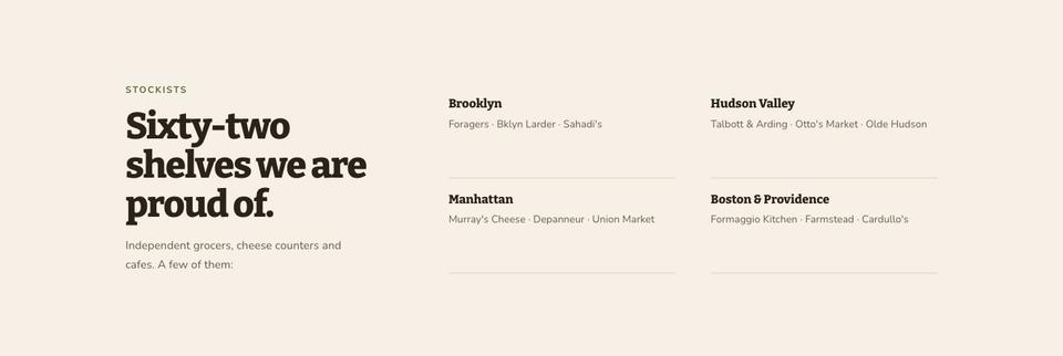 Small-Batch Craft template — Stockists section