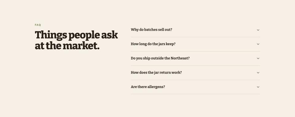 Small-Batch Craft template — Questions section