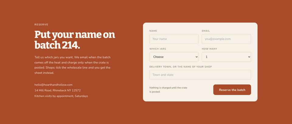 Small-Batch Craft template — Reserve section