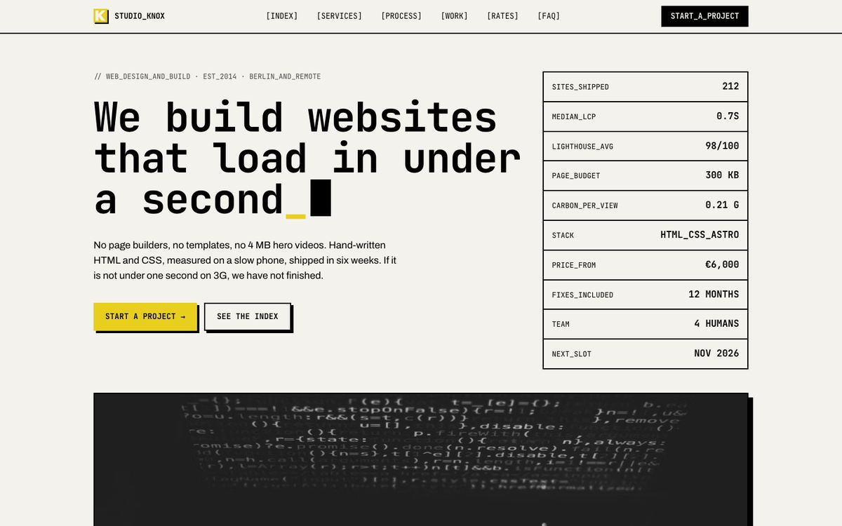 Raw Monospace landing page template