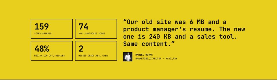 Raw Monospace template — Numbers and client quote section