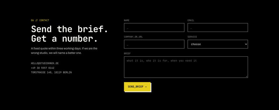 Raw Monospace template — 06 // contact section