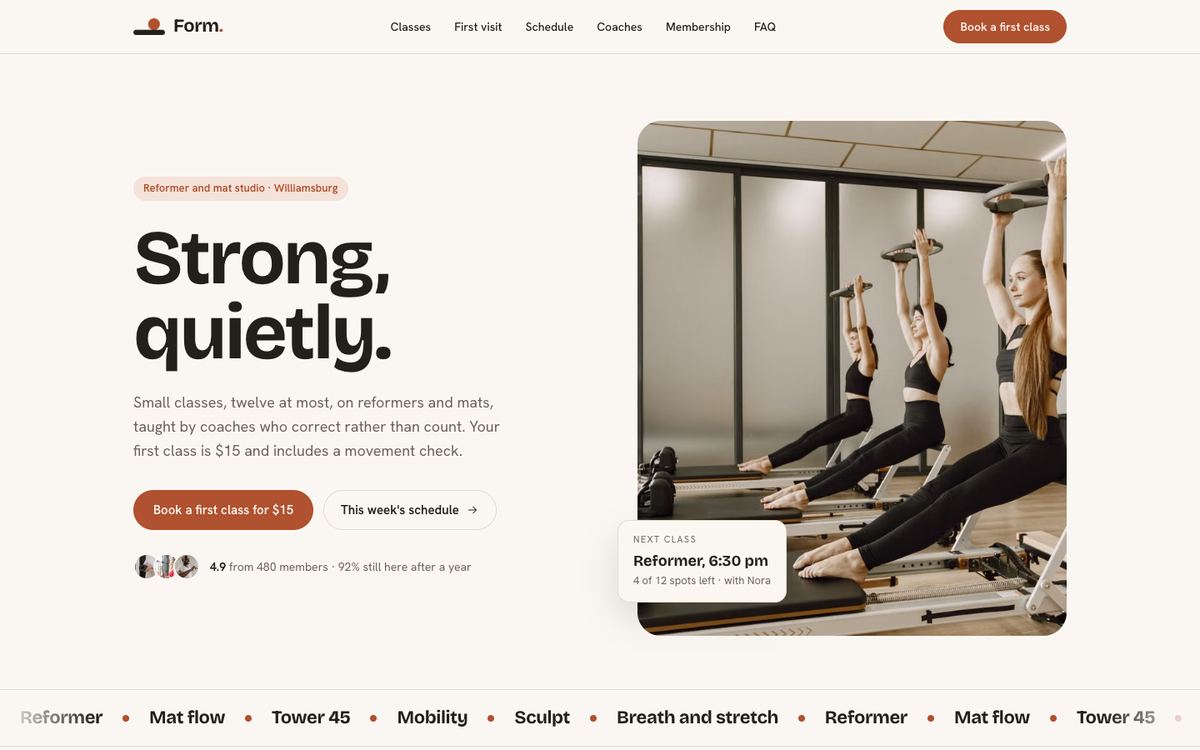 Boutique Studio landing page template