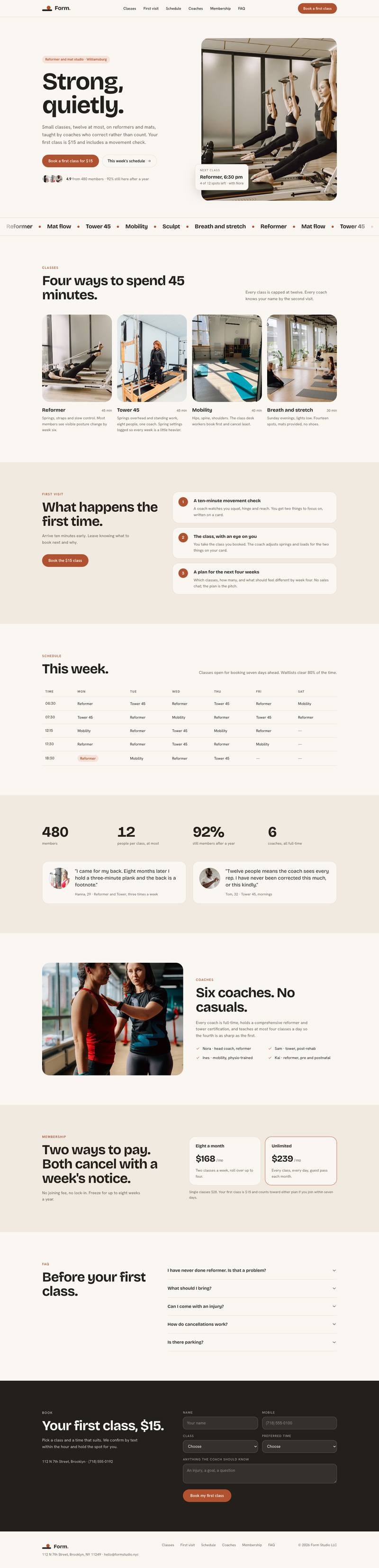Boutique Studio template, the whole page on desktop