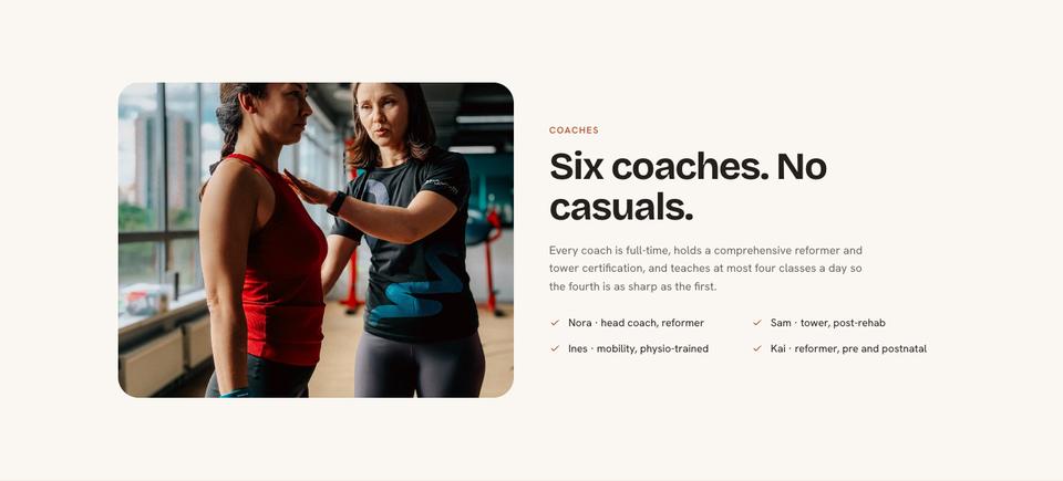 Boutique Studio template — Coaches section