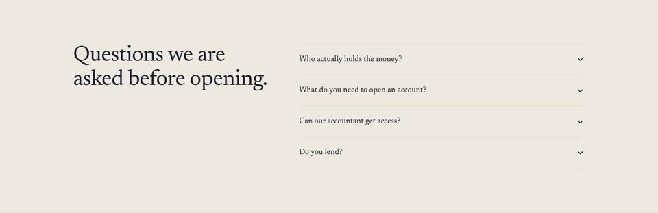 Quiet Ledger template — Questions section