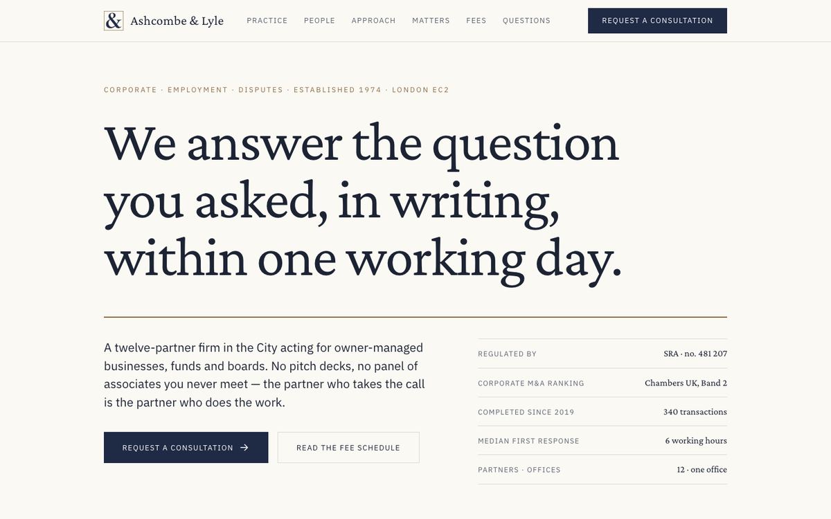 Counsel Practice landing page template