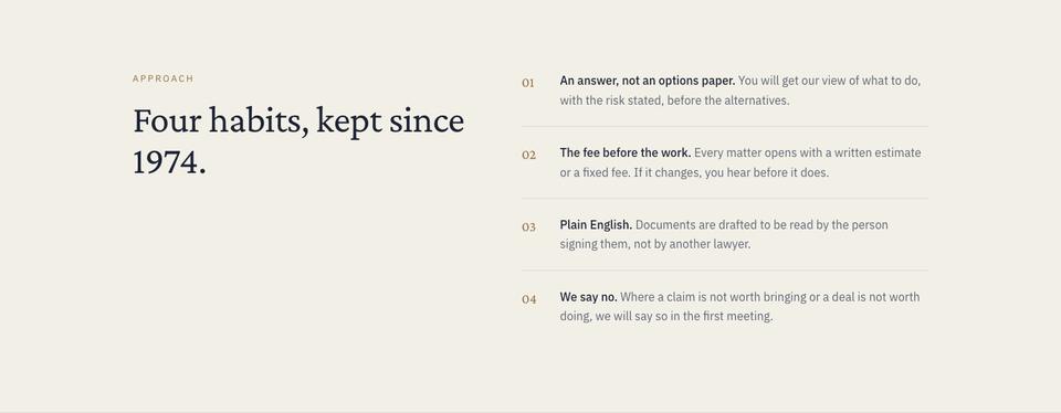 Counsel Practice template — Approach section