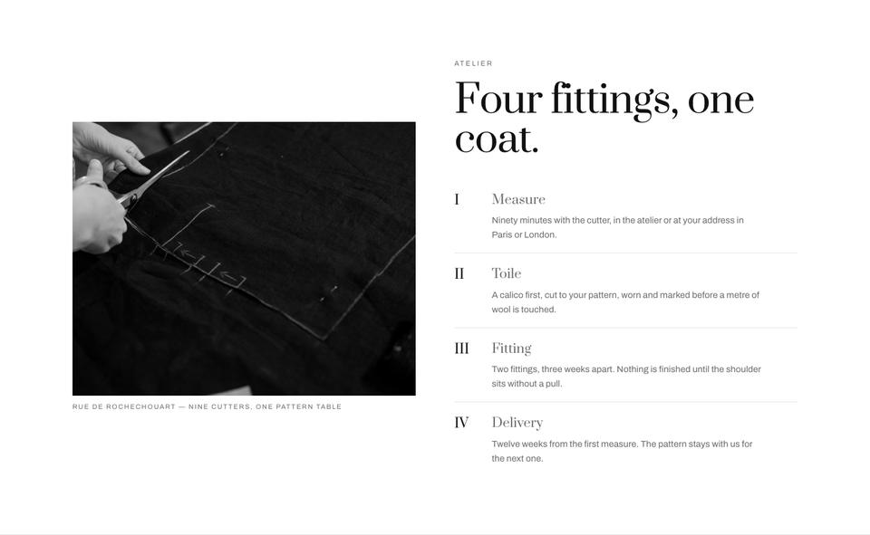 Maison Monochrome template — Atelier section