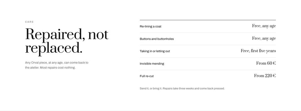 Maison Monochrome template — Care section