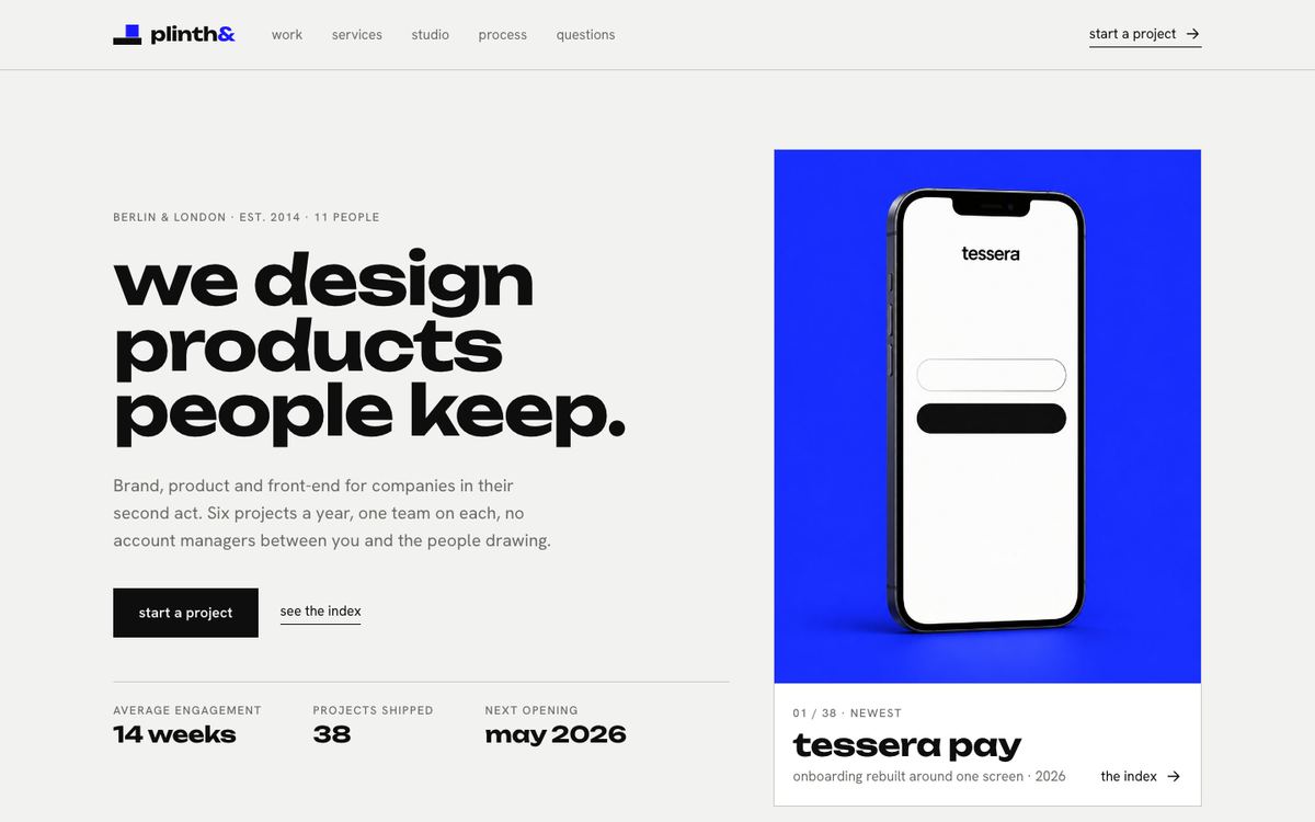 Studio Index landing page template
