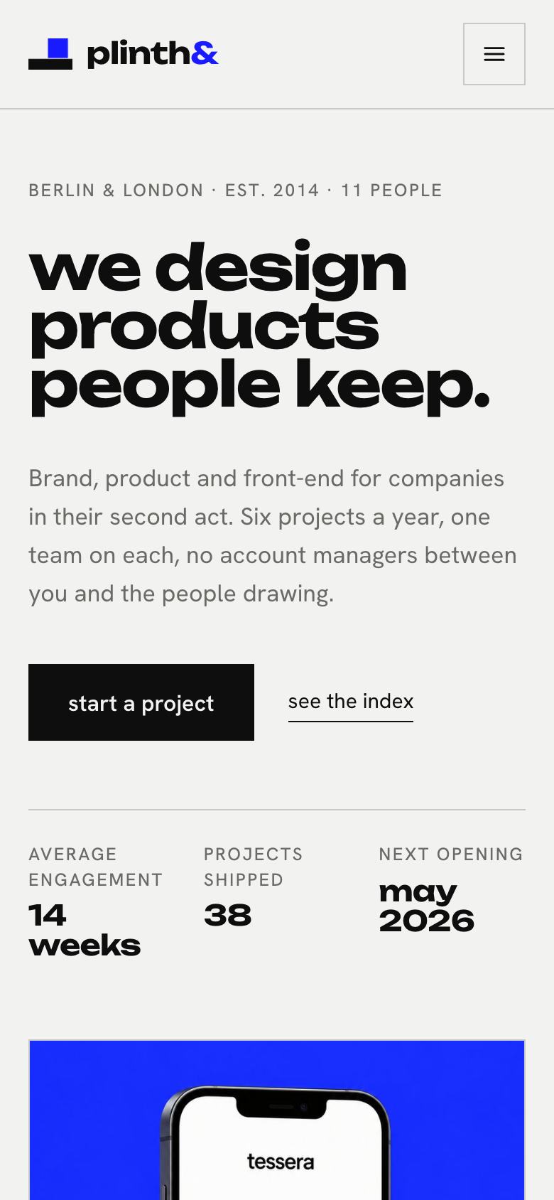Studio Index template on a phone