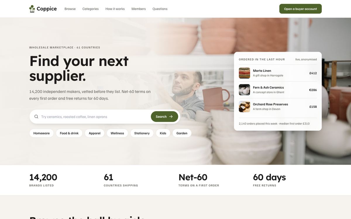Wholesale Marketplace landing page template