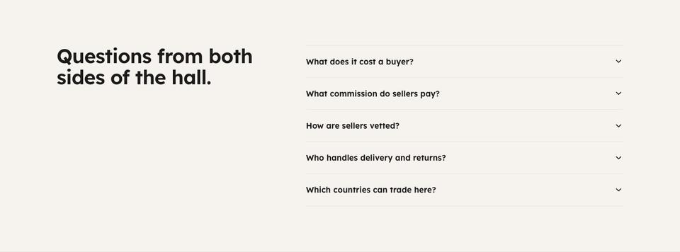 Wholesale Marketplace template — Questions section