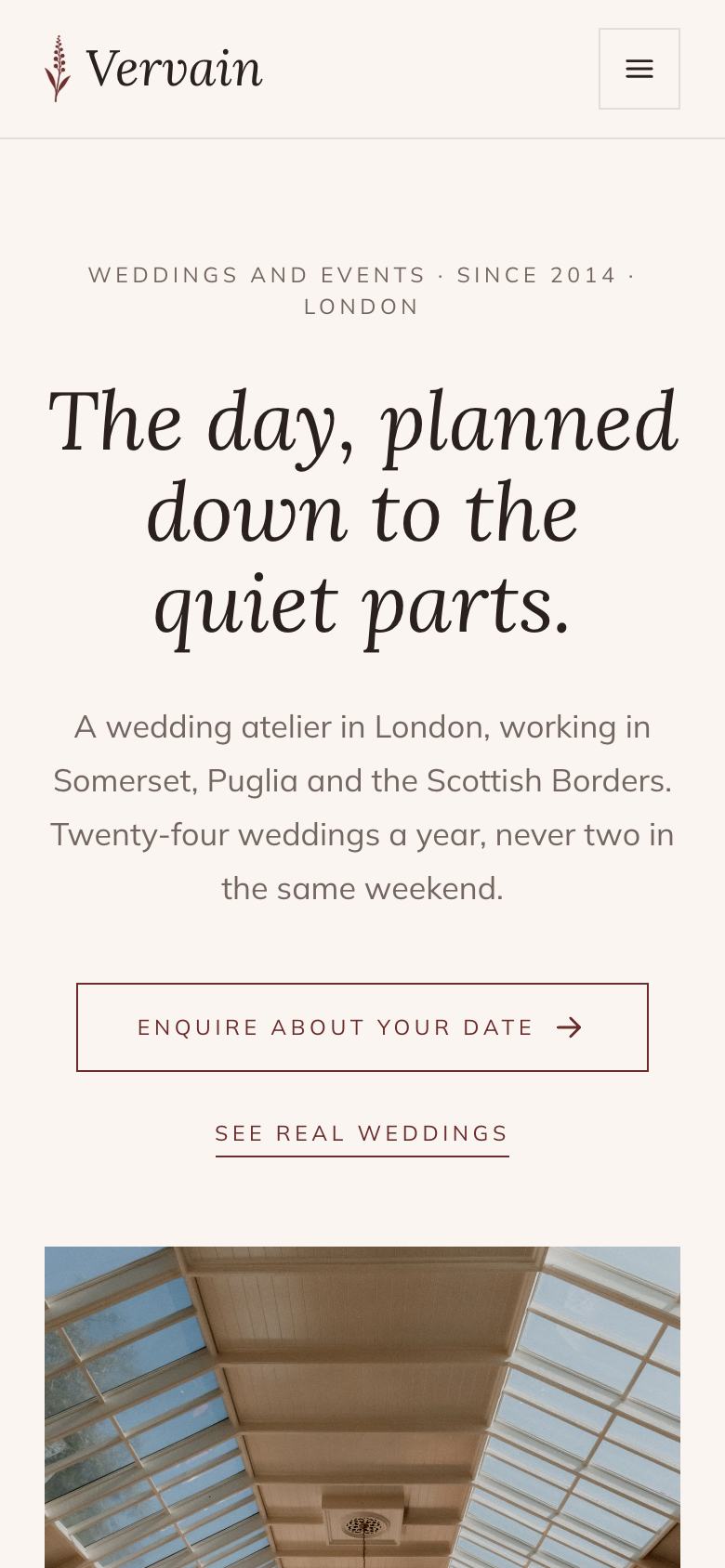 Wedding Atelier landing page template on a phone
