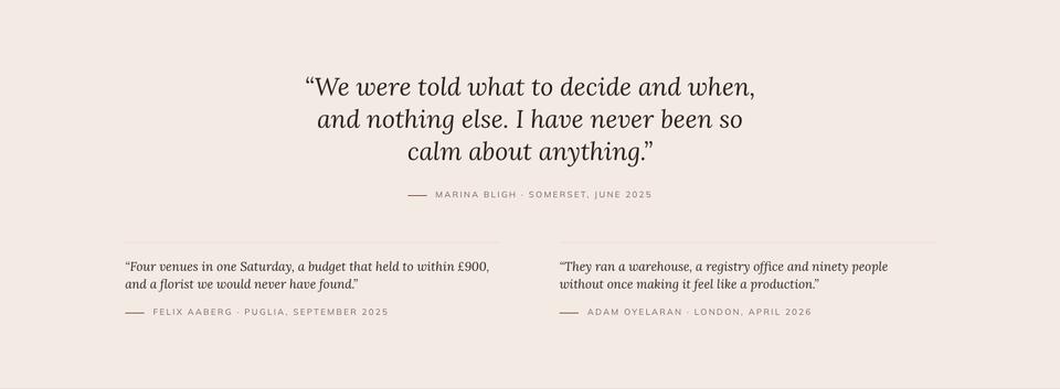 Wedding Atelier template — Words from couples section