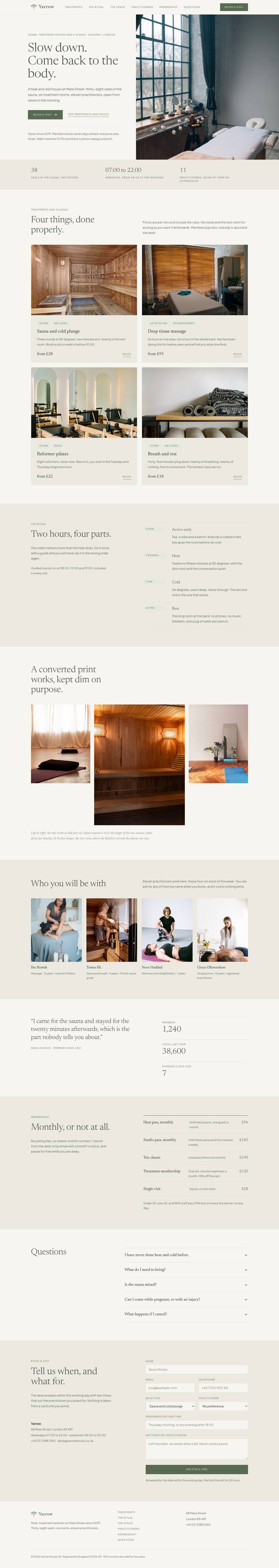 Still Wellness template, the whole page on desktop