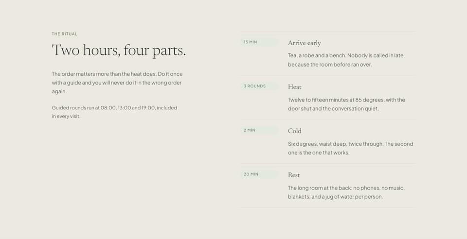 Still Wellness template — The ritual section