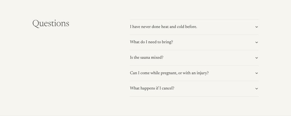 Still Wellness template — Questions section