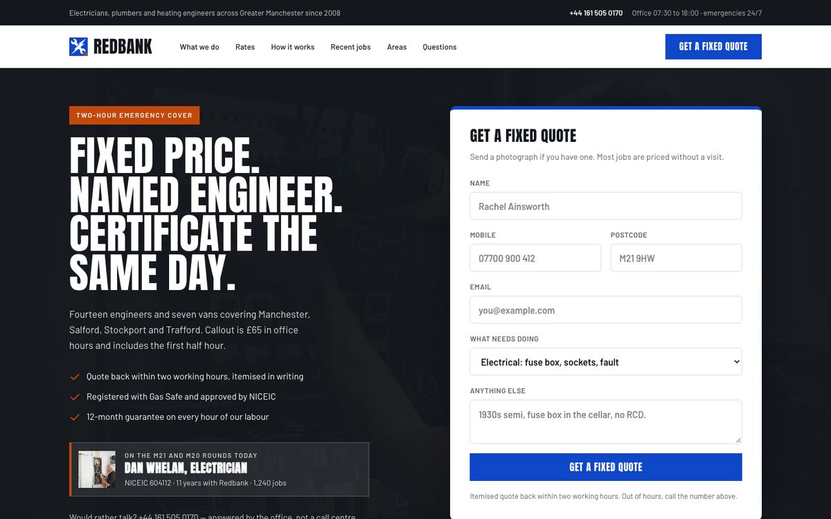 Trade Shopfront landing page template