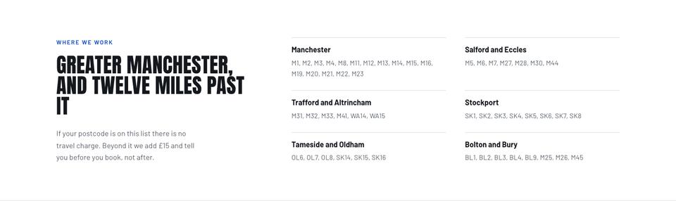 Trade Shopfront template — Where we work section