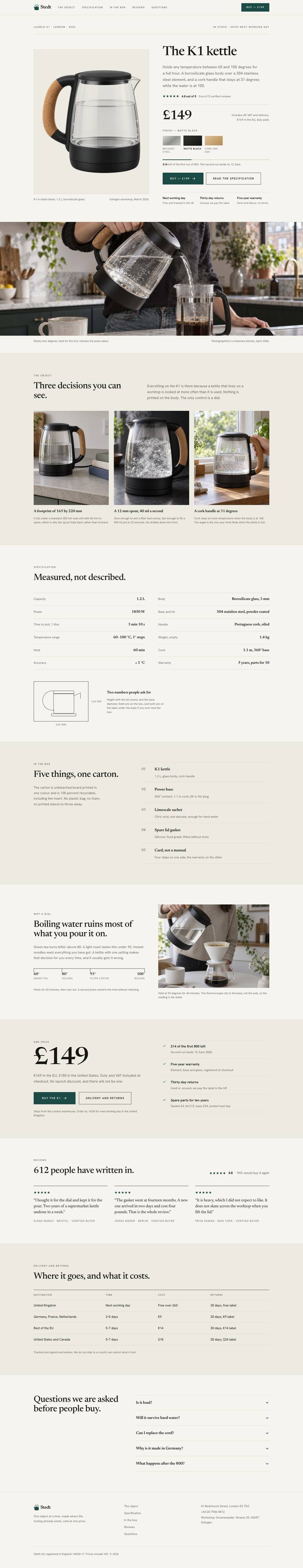 Single Product Launch template, the whole page on desktop
