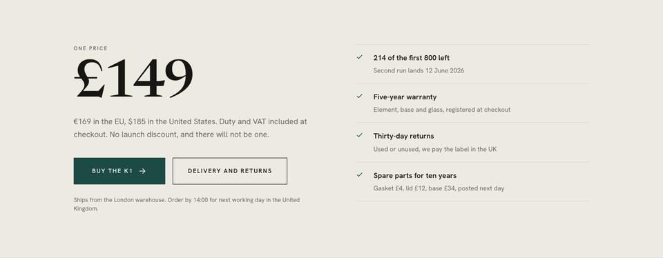 Single Product Launch template — One price section