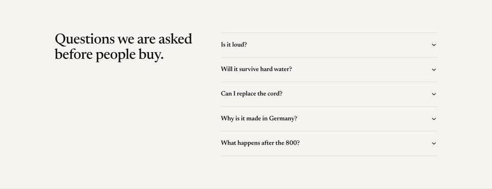 Single Product Launch template — Questions section