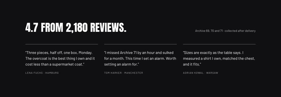 Dated Flash Sale template — Reviews section