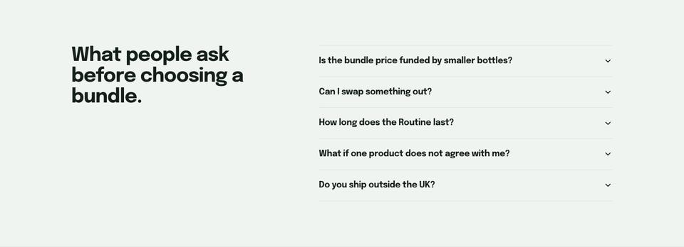 Bundle And Save template — Questions section