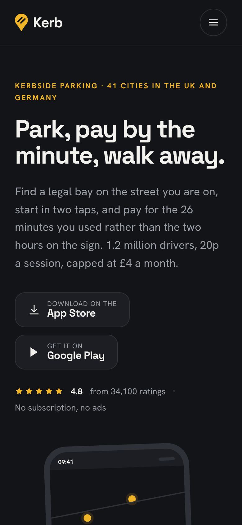 Mobile App Install landing page template on a phone