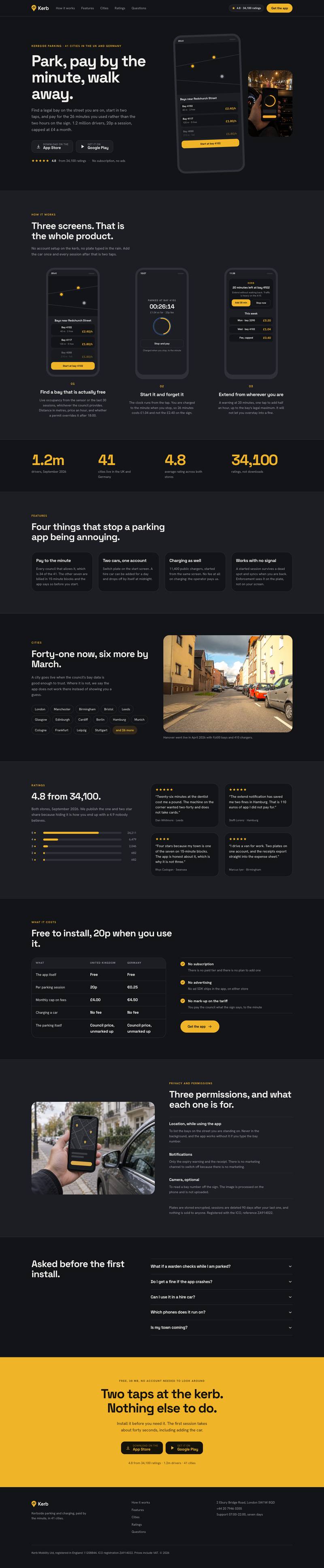 Mobile App Install template, the whole page on desktop