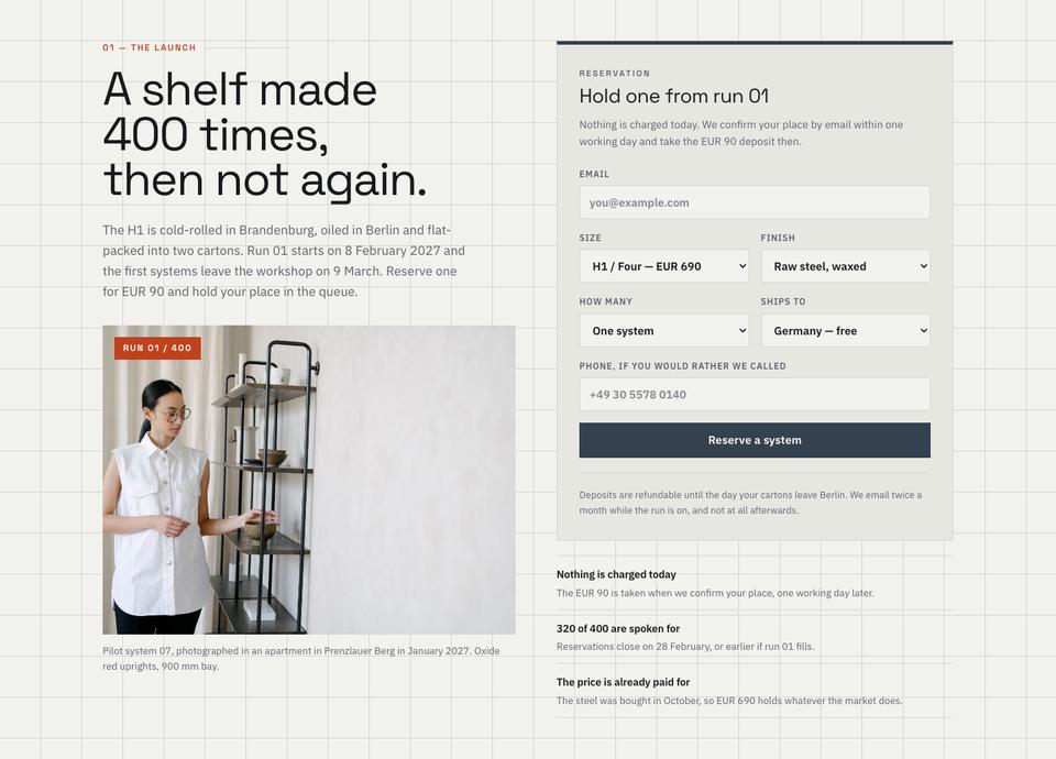 Pre-order Launch template — Hero section