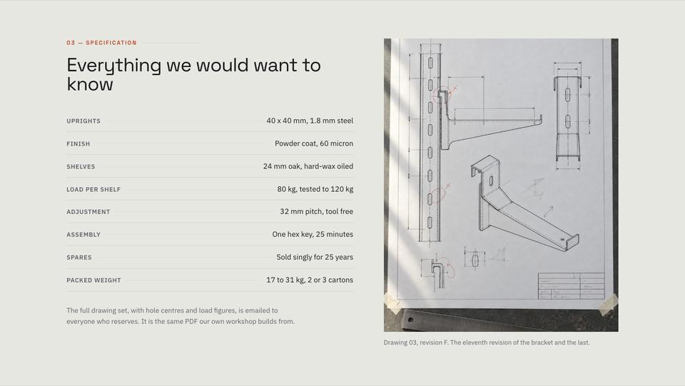 Pre-order Launch template — Specification section