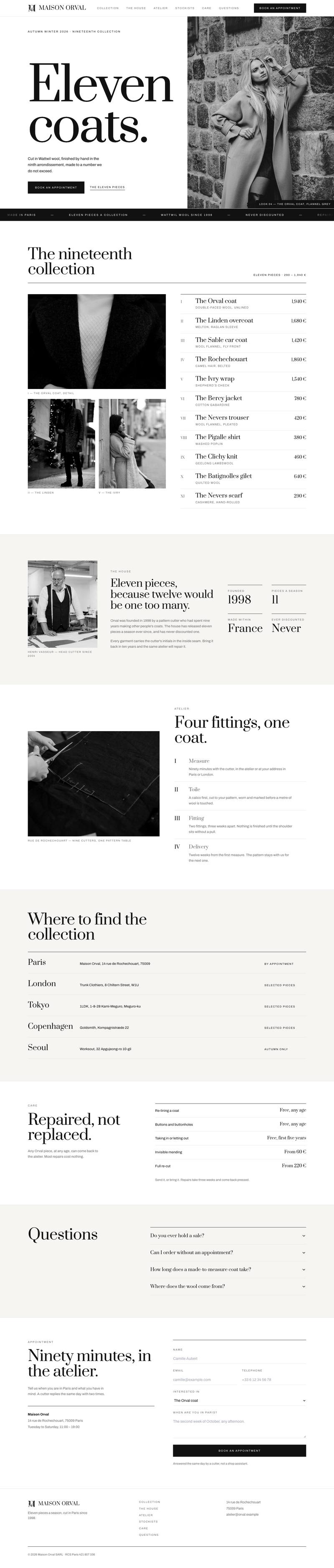 Maison Monochrome template, the whole page on desktop