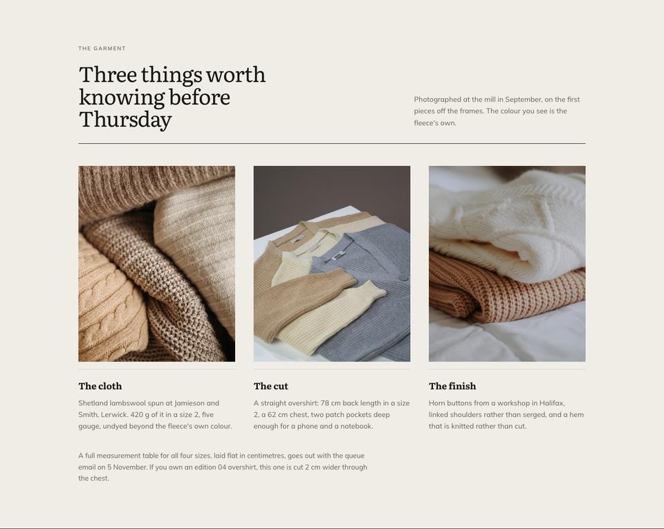 Waitlist Drop template — The garment section