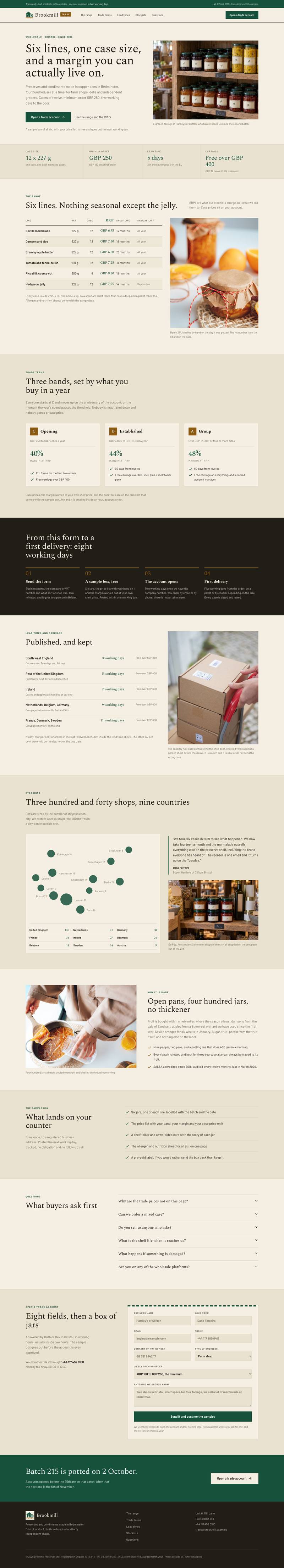 Wholesale Trade template, the whole page on desktop