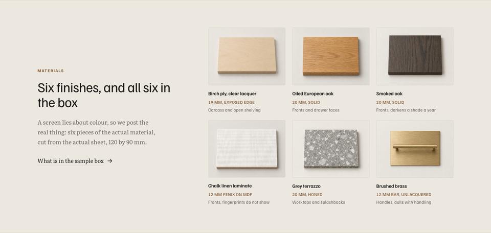Booked Demo template — Materials section